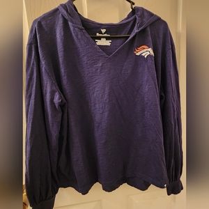 Denver Broncos Hooded Long Sleeve V-Neck Top